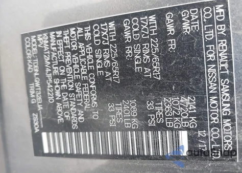 2018 Nissan Rogue Sv from USA, damaged, VIN KNMAT2MV4JP542210